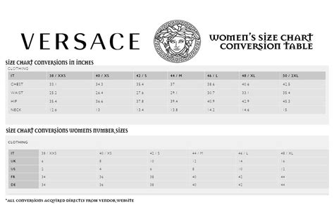 versace t shirt size chart|versace size conversion chart.